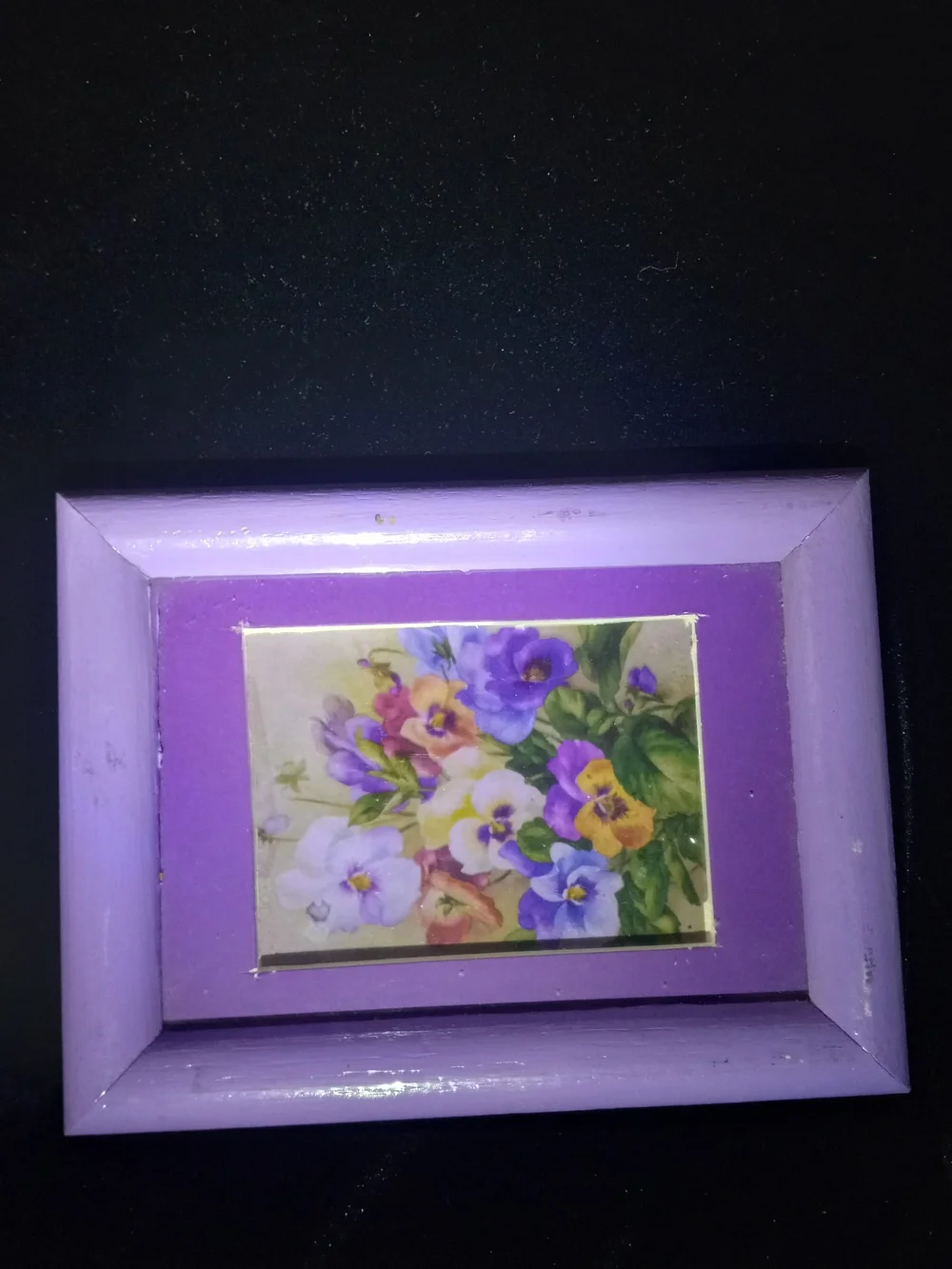 Lavender Wood Picture Frame with Floral Art